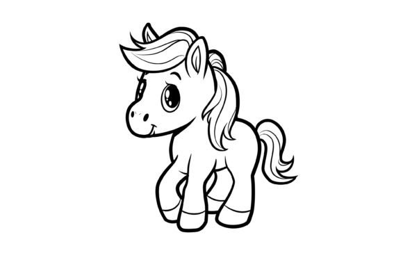 Download Cute Horse Coloring Page for Kids - Premium Bundle