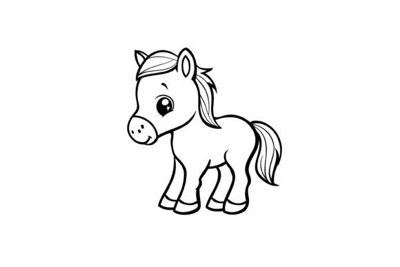 Download Cute Horse Coloring Page for Kids - Premium Resources