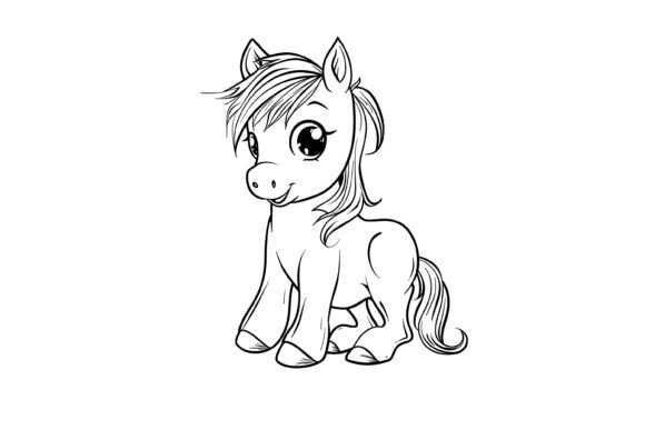 Download Cute Horse Coloring Page for Kids - Premium Bundle
