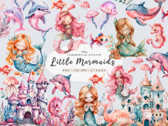 Download Little Mermaid Png, Cute Mermaid Clipart - Mermaid clipart Collection