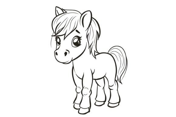 Download Cute Horse Coloring Page for Kids - Premium Resources