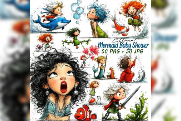 Download Whimsical Mermaid Clipart Ocean Party - Mermaid clipart Collection