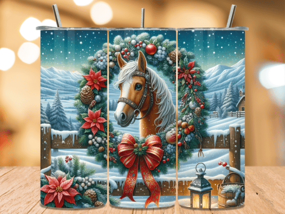 Download Cute Horse Wreath 20oz Tumbler Wrap PNG - Cute horse Collection