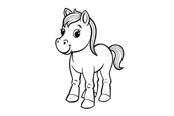 Download Cute Horse Coloring Page for Kids - Premium Resources