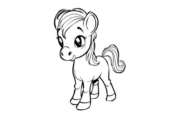 Download Cute Horse Coloring Page for Kids - Premium Bundle