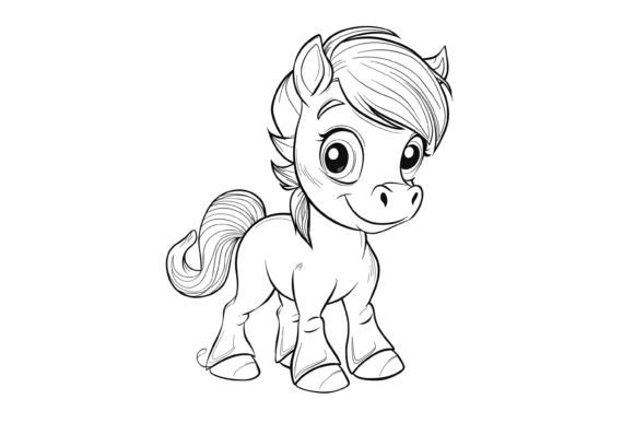 Download Cute Horse Coloring Page for Kids - Premium Bundle
